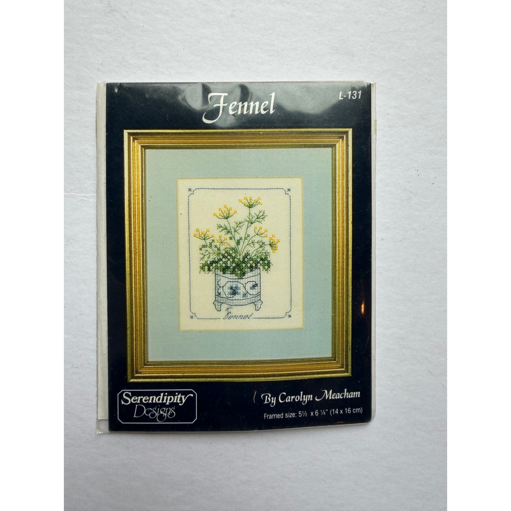 Tiny X Stitch Design Kit Fennel Herb Potted Plant Carolyn Meacham Floral Plant